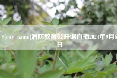 韶关消防教育公开课直播2024年9月6日