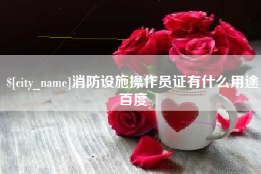 韶关消防设施操作员证有什么用途百度